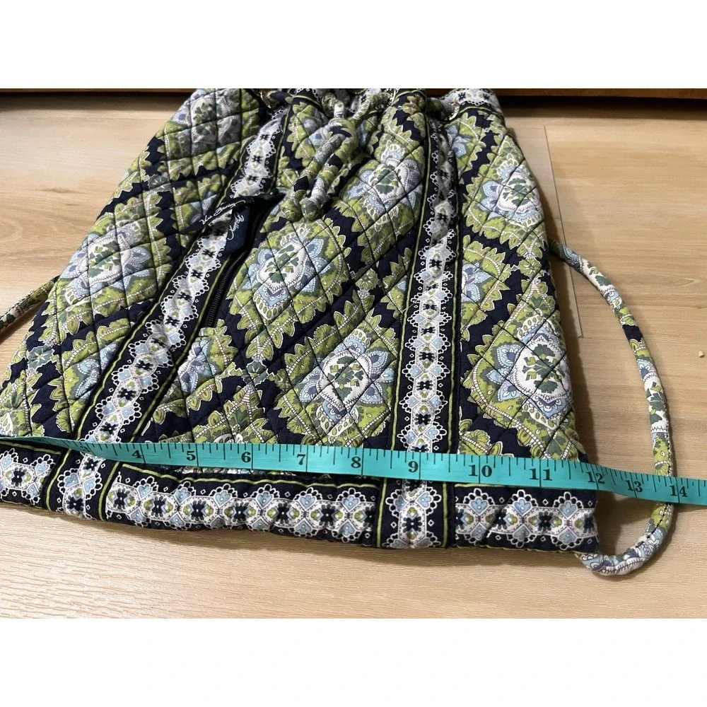 Vera Bradley Cambridge‎ Cinch Quilted Drawstring Backpack Bag Purse Tote Blue
